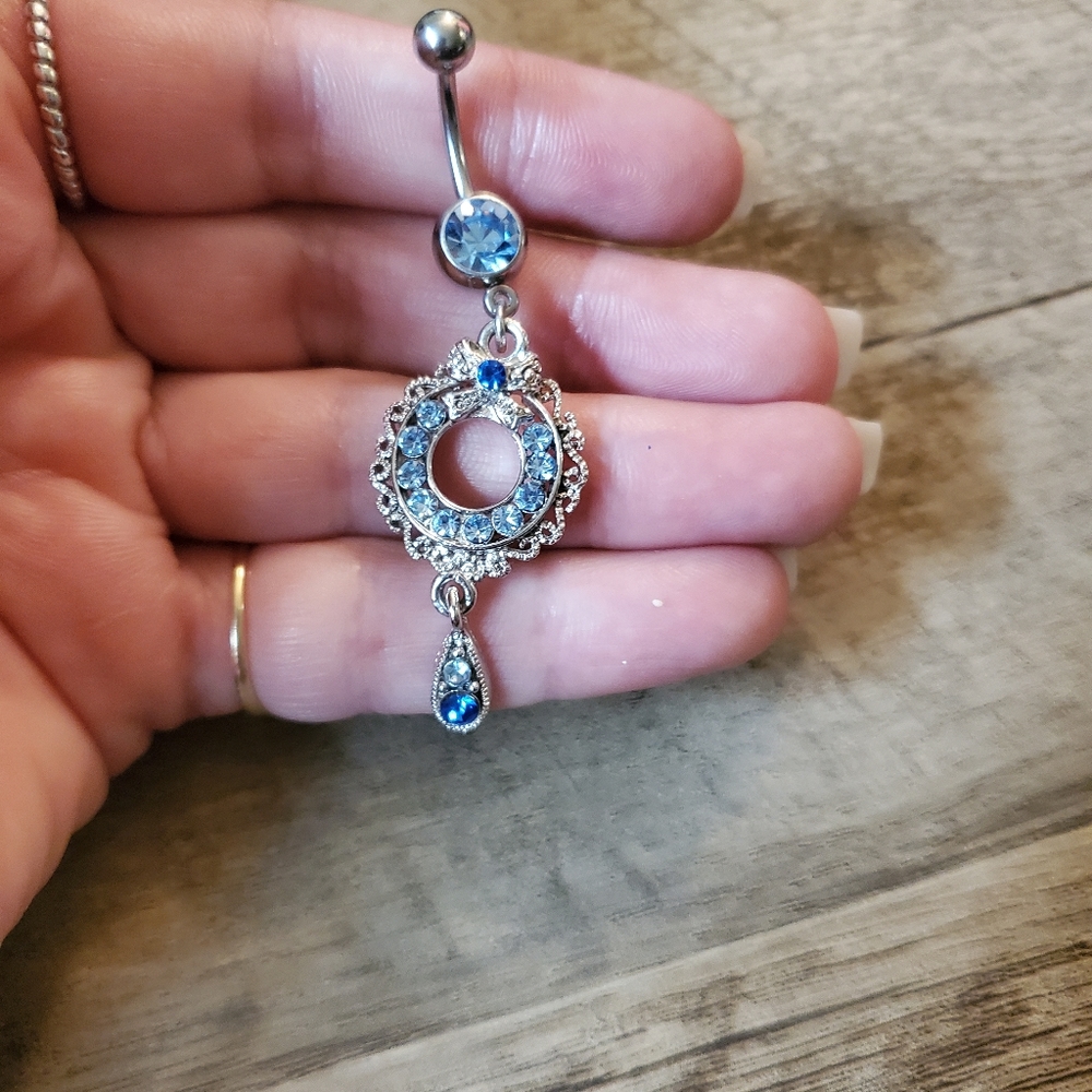 Beautiful blue belly ring!